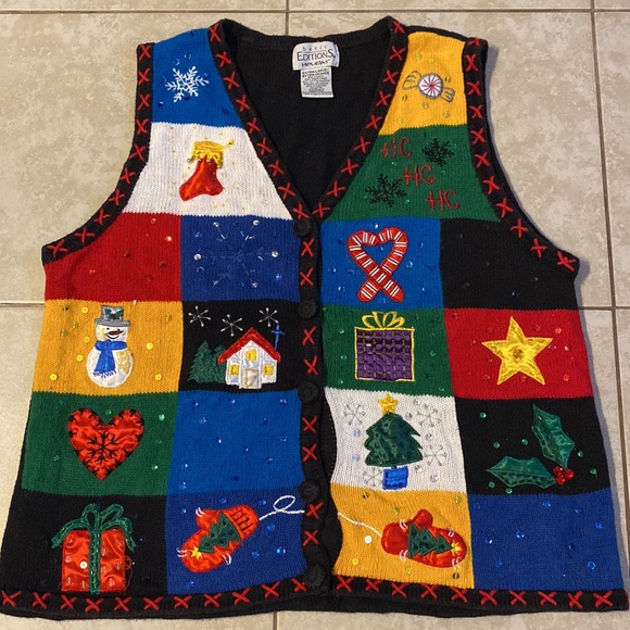 Basic Editions Holiday women's Christmas vest XL. Multicolored. - Picture 9 of 16